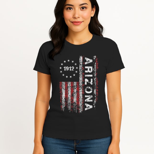 Arizona State Us Flag Vintage Womens T-Shirt