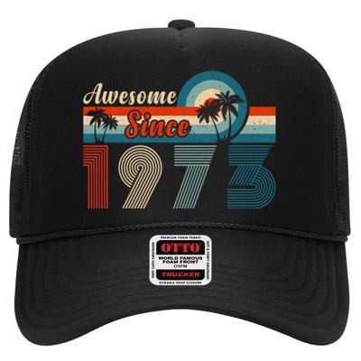 Awesome Since Vintage 1973 T High Crown Mesh Back Trucker Hat