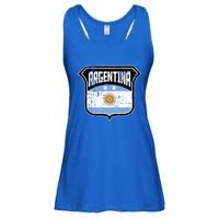 Argentina Soccer Vintage Country Flag Crest Shield Meaningful Gift Ladies Essential Flowy Tank