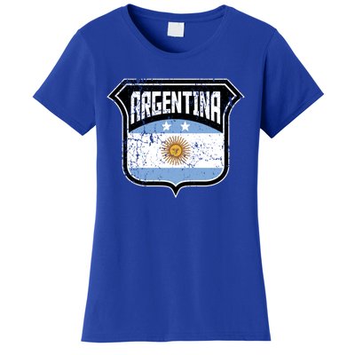 Argentina Soccer Vintage Country Flag Crest Shield Meaningful Gift Women's T-Shirt