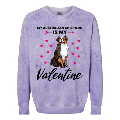 Australian Shepherd Valentine Dog Lovers Gift Colorblast Crewneck Sweatshirt