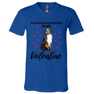 Australian Shepherd Valentine Dog Lovers Gift V-Neck T-Shirt