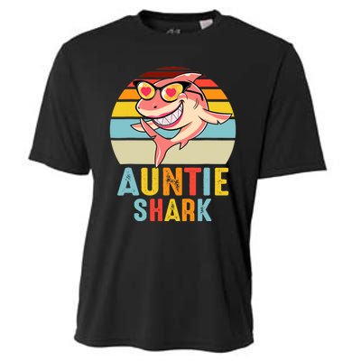 Auntie Shark Vintage Retro Pajamas Shark Lover Father's Day Cooling Performance Crew T-Shirt