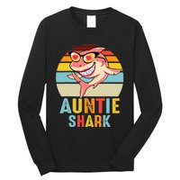 Auntie Shark Vintage Retro Pajamas Shark Lover Father's Day Long Sleeve Shirt