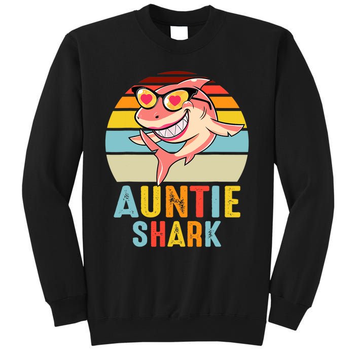 Auntie Shark Vintage Retro Pajamas Shark Lover Father's Day Sweatshirt