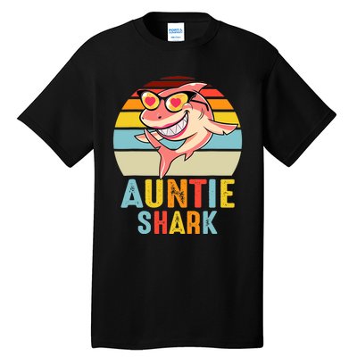 Auntie Shark Vintage Retro Pajamas Shark Lover Father's Day Tall T-Shirt