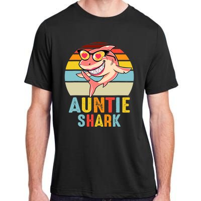 Auntie Shark Vintage Retro Pajamas Shark Lover Father's Day Adult ChromaSoft Performance T-Shirt