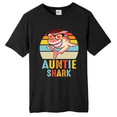 Auntie Shark Vintage Retro Pajamas Shark Lover Father's Day Tall Fusion ChromaSoft Performance T-Shirt