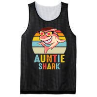 Auntie Shark Vintage Retro Pajamas Shark Lover Father's Day Mesh Reversible Basketball Jersey Tank