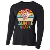 Auntie Shark Vintage Retro Pajamas Shark Lover Father's Day Cooling Performance Long Sleeve Crew