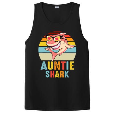 Auntie Shark Vintage Retro Pajamas Shark Lover Father's Day PosiCharge Competitor Tank