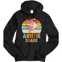 Auntie Shark Vintage Retro Pajamas Shark Lover Father's Day Tie Dye Hoodie