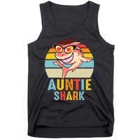 Auntie Shark Vintage Retro Pajamas Shark Lover Father's Day Tank Top