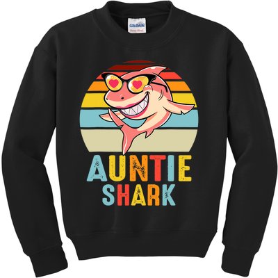 Auntie Shark Vintage Retro Pajamas Shark Lover Father's Day Kids Sweatshirt