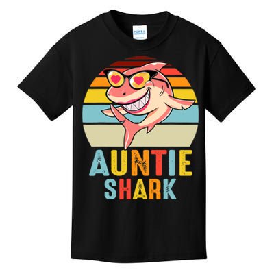 Auntie Shark Vintage Retro Pajamas Shark Lover Father's Day Kids T-Shirt