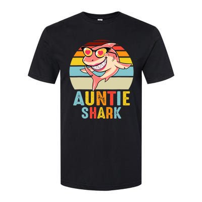 Auntie Shark Vintage Retro Pajamas Shark Lover Father's Day Softstyle CVC T-Shirt