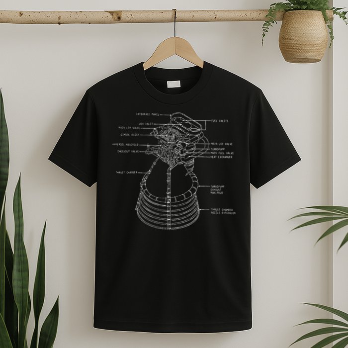 Apollo Saturn V F 1 Space Rocket Engine Blueprint T-Shirt