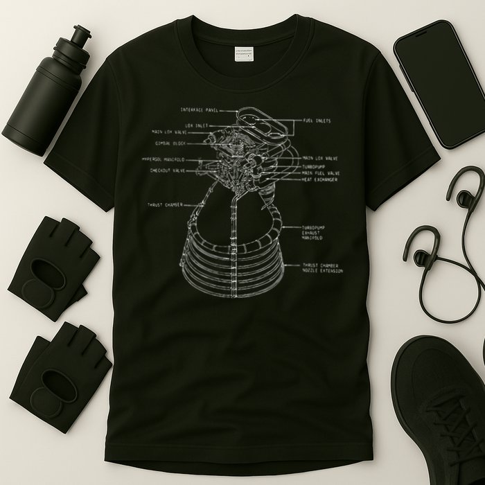 Apollo Saturn V F 1 Space Rocket Engine Blueprint T-Shirt