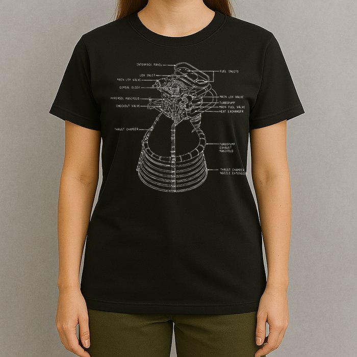 Apollo Saturn V F 1 Space Rocket Engine Blueprint T-Shirt