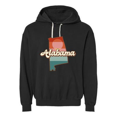 Alabama Silhouette Vintage Retro State Of Alabama Usa Garment-Dyed Fleece Hoodie