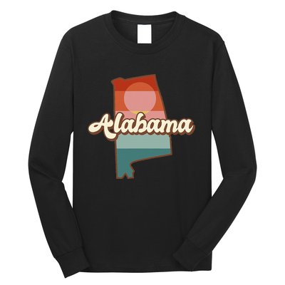 Alabama Silhouette Vintage Retro State Of Alabama Usa Long Sleeve Shirt