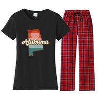 Alabama Silhouette Vintage Retro State Of Alabama Usa Women's Flannel Pajama Set