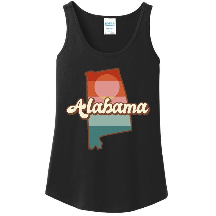 Alabama Silhouette Vintage Retro State Of Alabama Usa Ladies Essential Tank