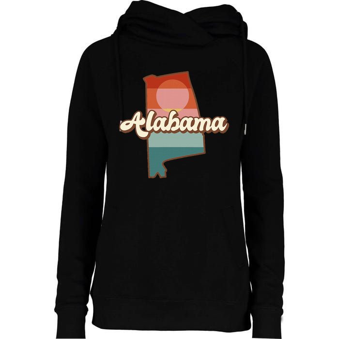 Alabama Silhouette Vintage Retro State Of Alabama Usa Womens Funnel Neck Pullover Hood