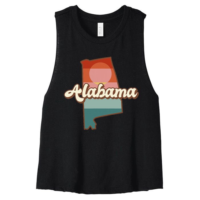 Alabama Silhouette Vintage Retro State Of Alabama Usa Women's Racerback Cropped Tank