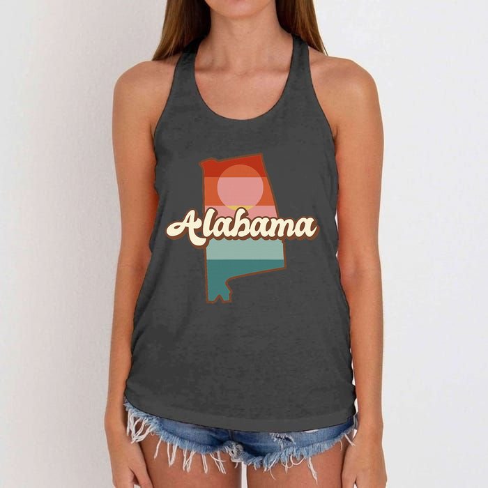 Alabama Silhouette Vintage Retro State Of Alabama Usa Women's Knotted Racerback Tank