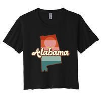 Alabama Silhouette Vintage Retro State Of Alabama Usa Women's Crop Top Tee