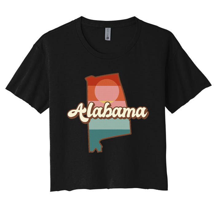 Alabama Silhouette Vintage Retro State Of Alabama Usa Women's Crop Top Tee