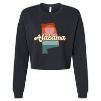 Alabama Silhouette Vintage Retro State Of Alabama Usa Cropped Pullover Crew