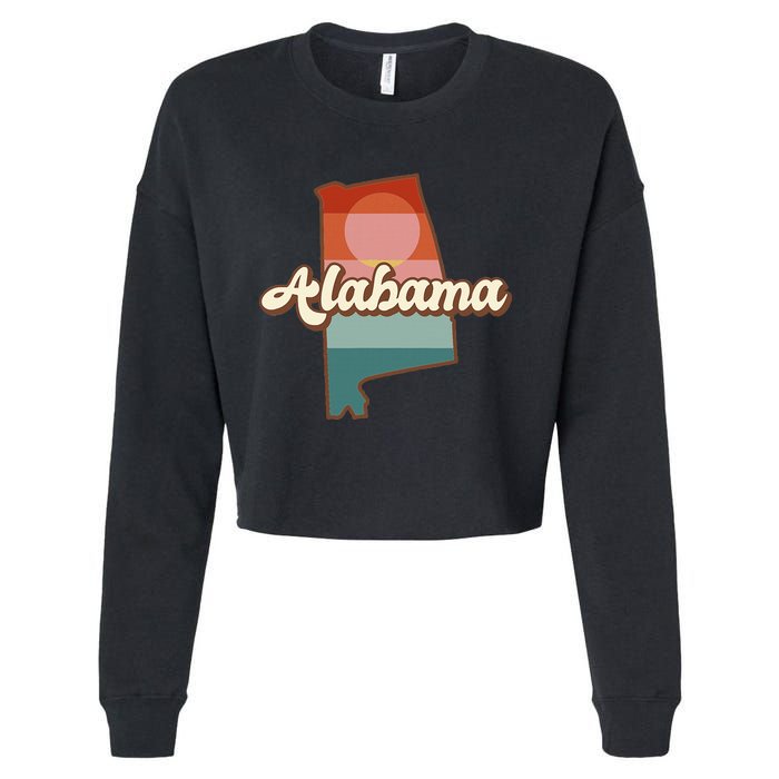 Alabama Silhouette Vintage Retro State Of Alabama Usa Cropped Pullover Crew