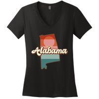 Alabama Silhouette Vintage Retro State Of Alabama Usa Women's V-Neck T-Shirt