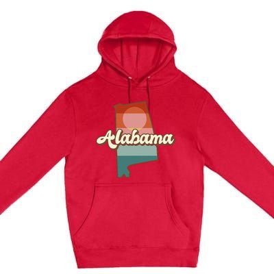 Alabama Silhouette Vintage Retro State Of Alabama Usa Premium Pullover Hoodie