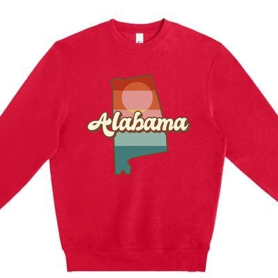 Alabama Silhouette Vintage Retro State Of Alabama Usa Premium Crewneck Sweatshirt