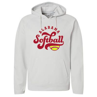 Alabama Softball Vintage Team Retro Softball Fan Performance Fleece Hoodie