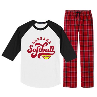 Alabama Softball Vintage Team Retro Softball Fan Raglan Sleeve Pajama Set