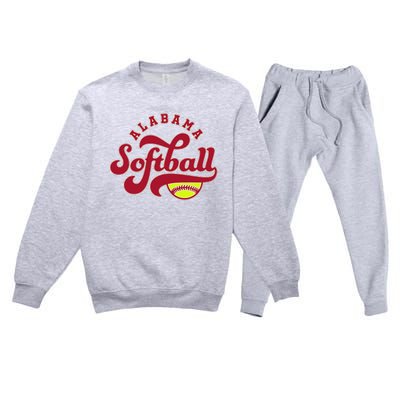 Alabama Softball Vintage Team Retro Softball Fan Premium Crewneck Sweatsuit Set