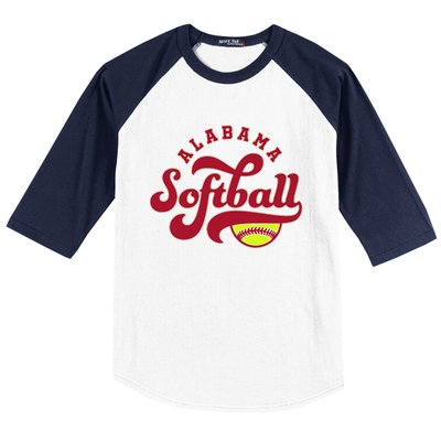 Alabama Softball Vintage Team Retro Softball Fan Baseball Sleeve Shirt