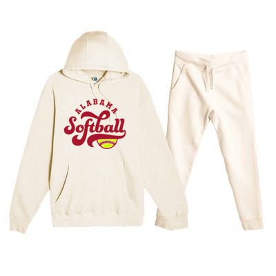 Alabama Softball Vintage Team Retro Softball Fan Premium Hooded Sweatsuit Set