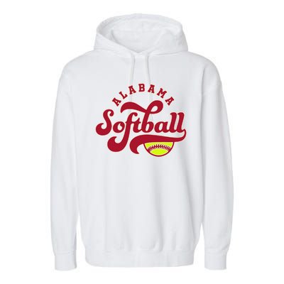 Alabama Softball Vintage Team Retro Softball Fan Garment-Dyed Fleece Hoodie