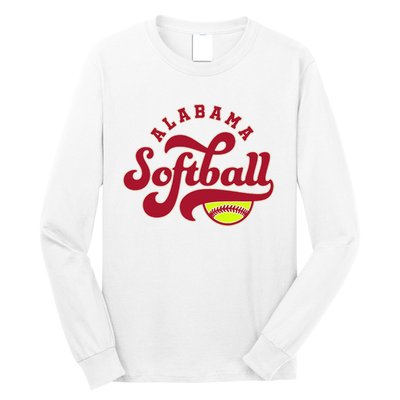 Alabama Softball Vintage Team Retro Softball Fan Long Sleeve Shirt