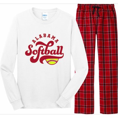 Alabama Softball Vintage Team Retro Softball Fan Long Sleeve Pajama Set