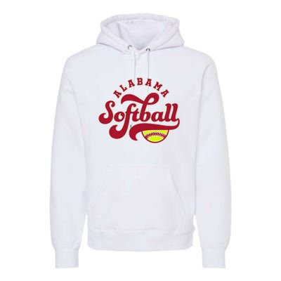 Alabama Softball Vintage Team Retro Softball Fan Premium Hoodie