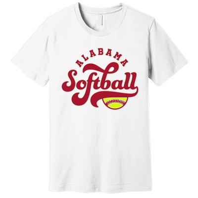 Alabama Softball Vintage Team Retro Softball Fan Premium T-Shirt