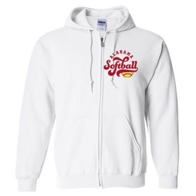 Alabama Softball Vintage Team Retro Softball Fan Full Zip Hoodie