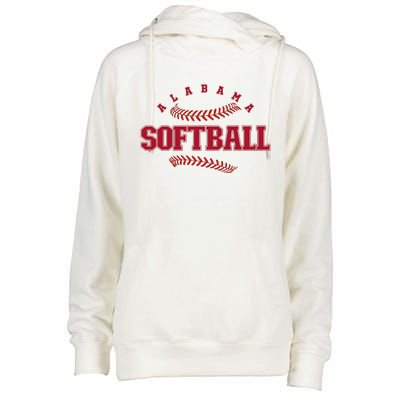 Alabama Softball Vintage Team Retro Softball Fan Womens Funnel Neck Pullover Hood