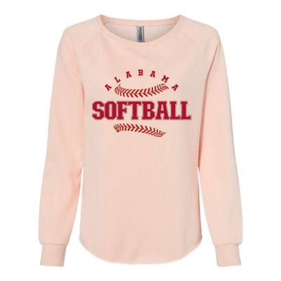 Alabama Softball Vintage Team Retro Softball Fan Womens California Wash Sweatshirt